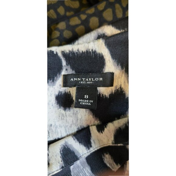 Ann Taylor Size 8 Dress Sleeveless Lined Tailored Animal Print Black Grays - Picture 4 of 6